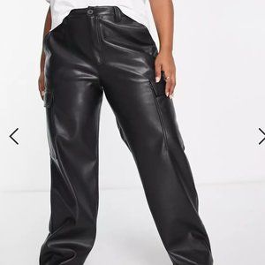 ASOS DESIGN Curve faux leather cargo pants Size 24